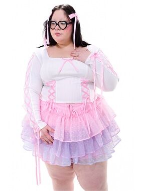 MY VIOLET COTTON CANDY RUFFLE SKORT - PINK SUNSET